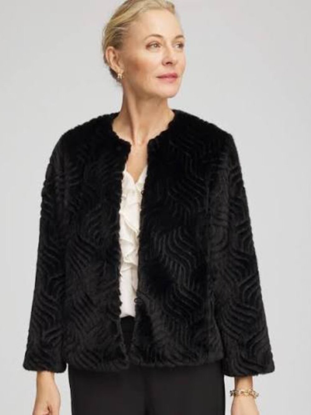 Chicos Pattern Fur Jacket